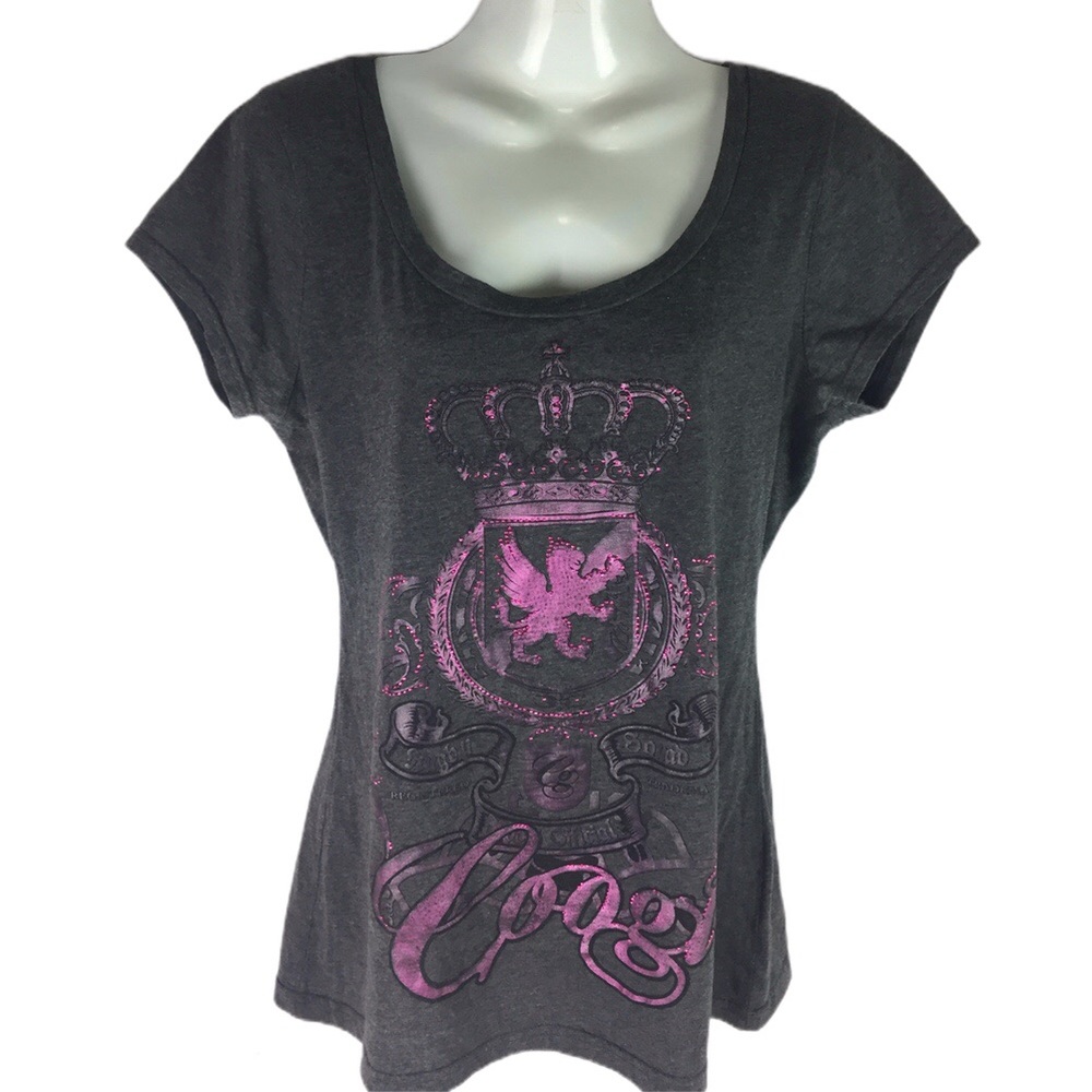 Gray & Purple Coogi Top with Crow & Bling ~ Runs small
